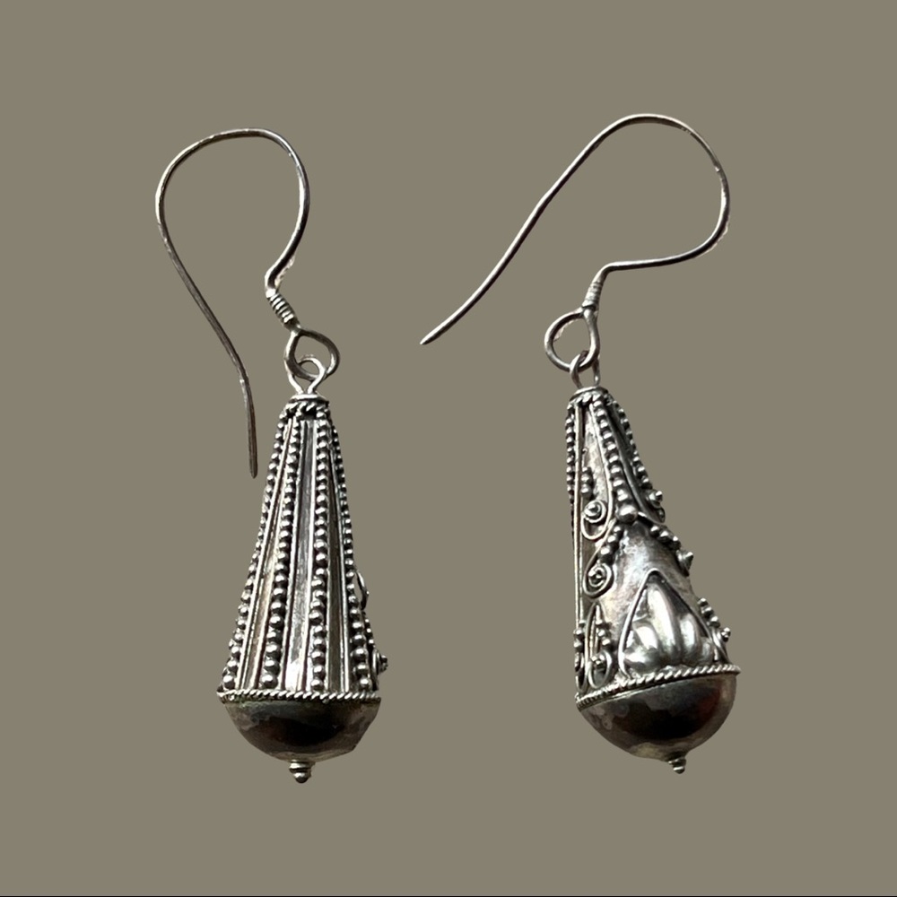 Vintage Middle Eastern Sterling Drop Earrings